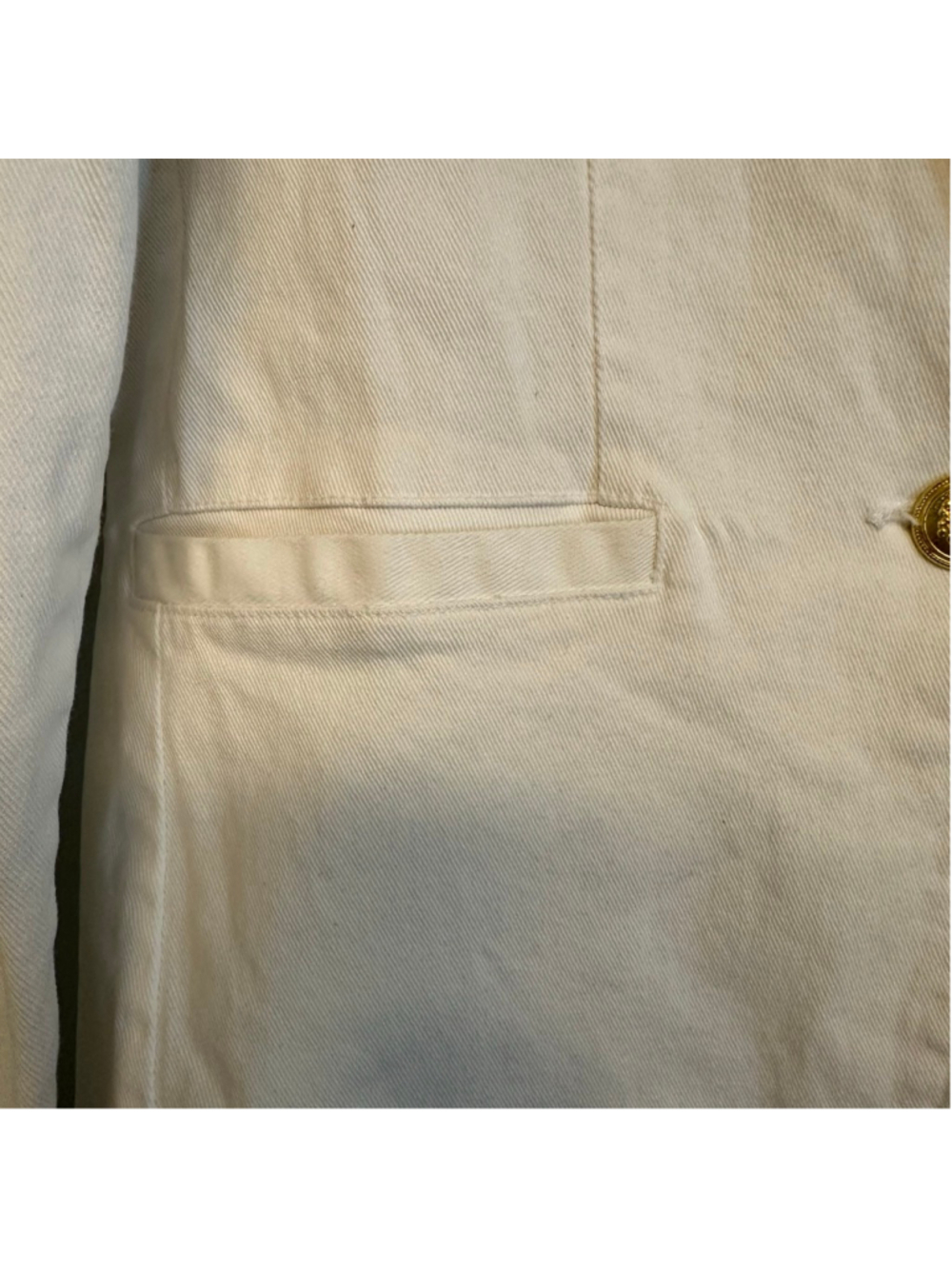 Elan Anthropology White Denim Blazer with Gold Button Size Medium collared - Picture 9 of 10